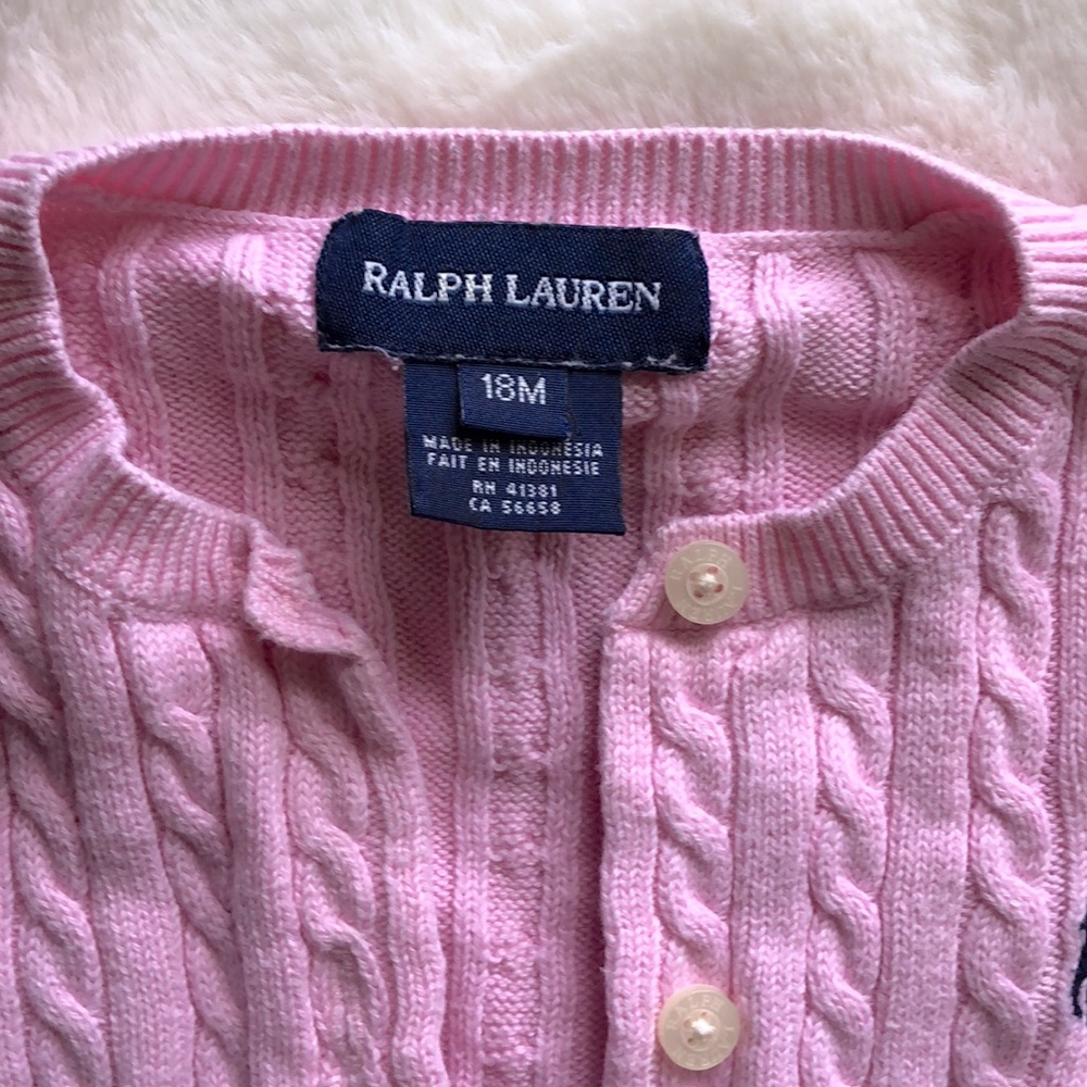 ⬇️Ralph Lauren Baby Cardigan Pink Gently Used 18M - Picture 2 of 6